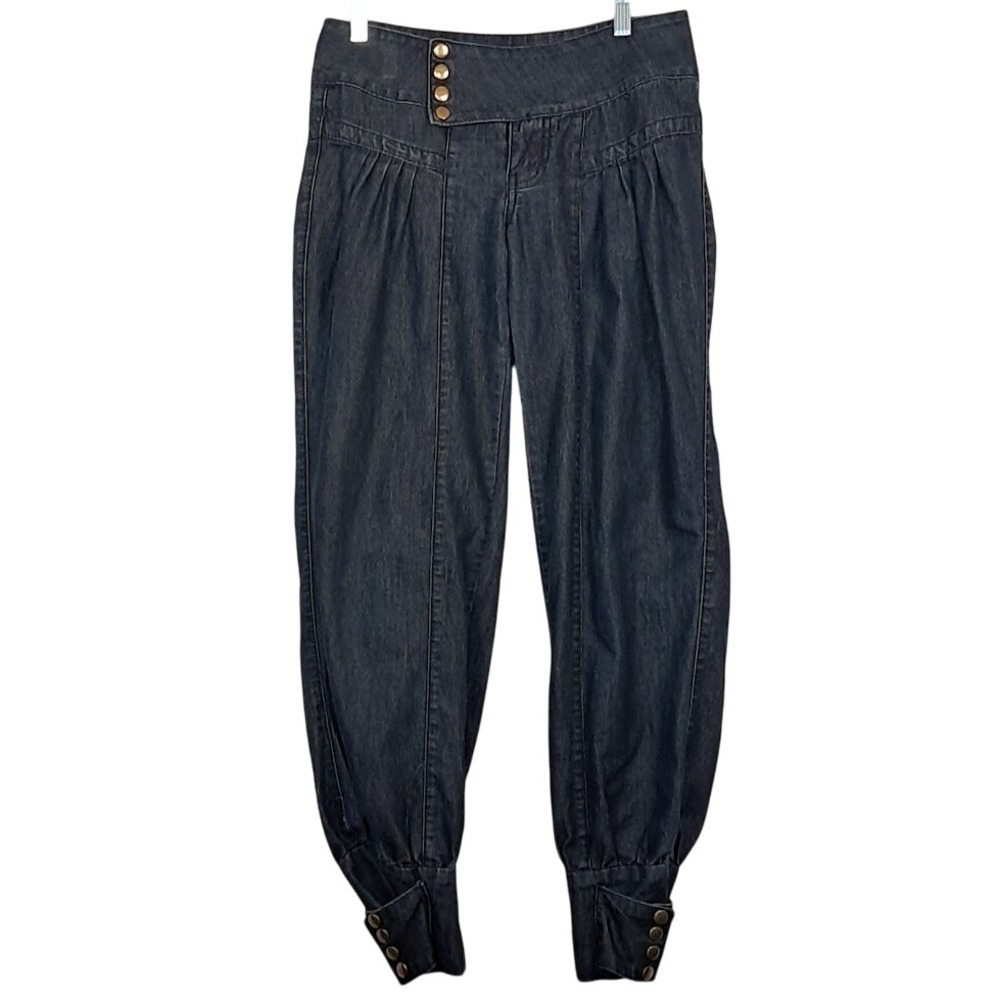 Vintage Y2K ROYAL REPUBLIC 7Jr Harem Style Jeans Mid Rise Button Cuff Dark Wash‎